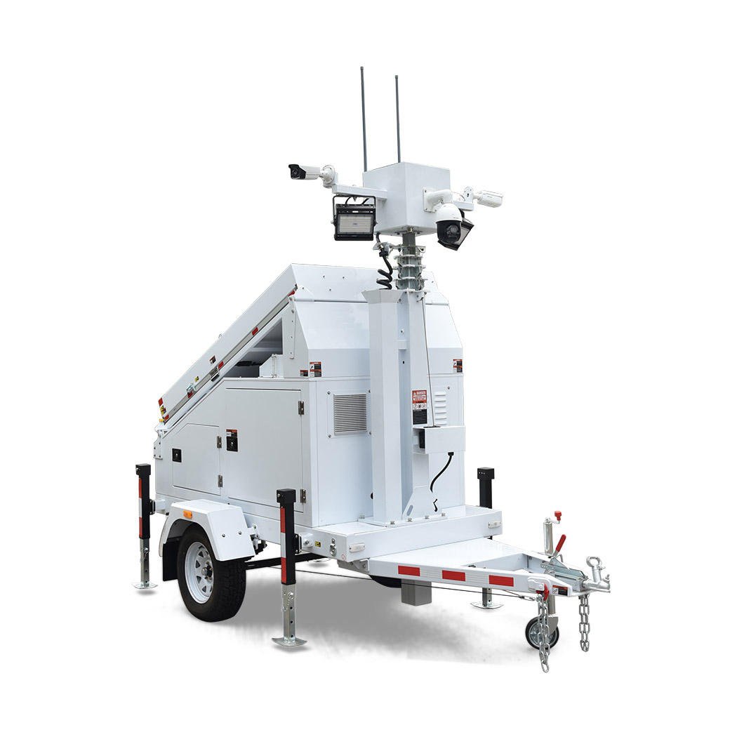 Mobile Solar Light Tower with Diesel Generator – Solar-Powered Surveillance Trailer for Construction & Security