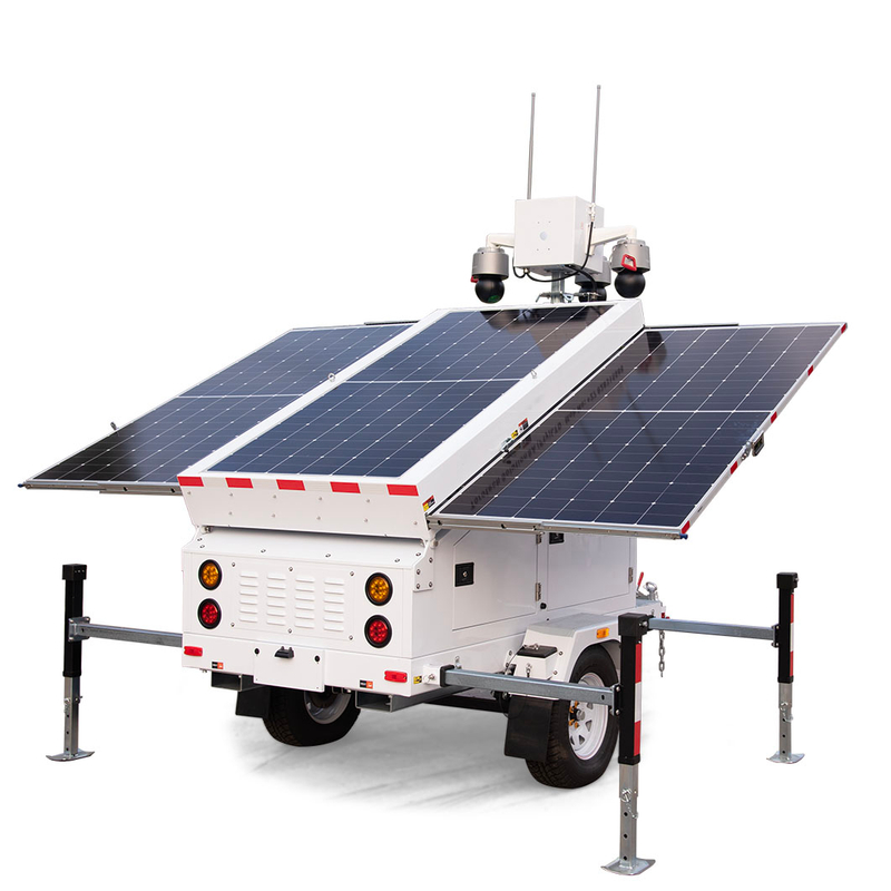 Mobile Solar security Camera Trailer Surveillance Trailer with Optional CCTV and PTZ Camera