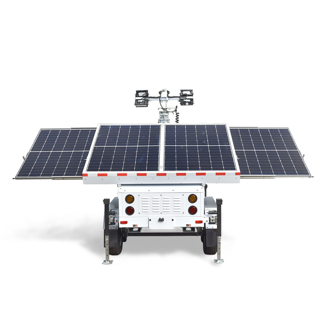 Portable Solar Energy System Solar Supports Surveillance Trailer Outdoor Use