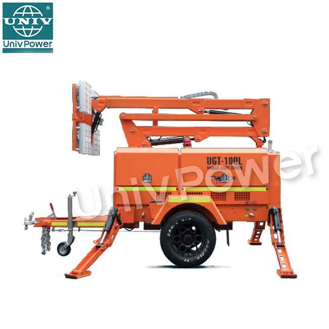 Construction Outdoor Mobile Light Tower Trailer with Diesel Generator Hybrid Lighting Tower