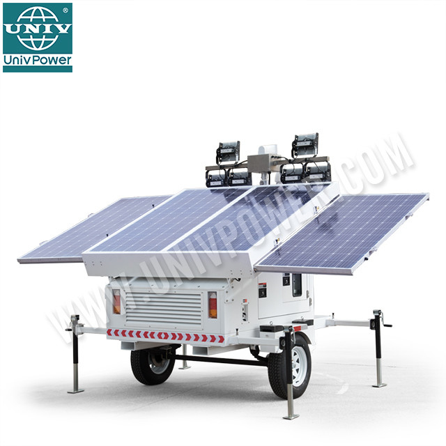 Portable Solar Energy System Solar Supports Surveillance Trailer Outdoor Use